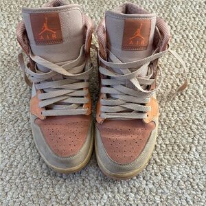 Air Jordan High-Top Sneakers - Pink and Orange